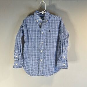 Ralph Lauren blue plaid long sleeve button down shirt